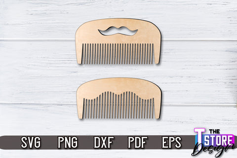 Beard Combs Design | Beard Accessories Laser Cut | Gift for Men | CNC Files SVG The T Store Design 