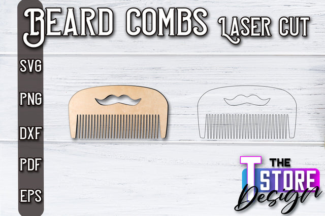 Beard Combs Design | Beard Accessories Laser Cut | Gift for Men | CNC Files SVG The T Store Design 
