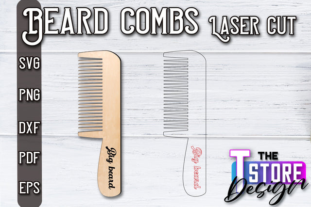 Beard Combs Design | Beard Accessories Laser Cut | Gift for Men | CNC Files SVG The T Store Design 