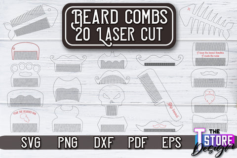 Beard Combs Design | Beard Accessories Laser Cut | Gift for Men | CNC Files SVG The T Store Design 