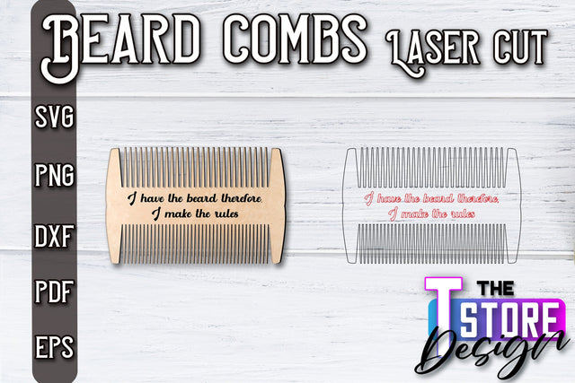 Beard Combs Design | Beard Accessories Laser Cut | Gift for Men | CNC Files SVG The T Store Design 