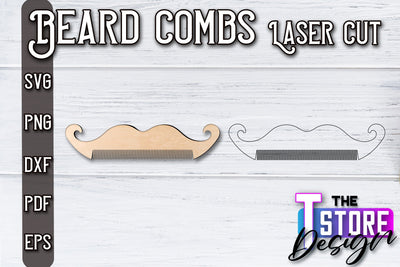 Beard Combs Design | Beard Accessories Laser Cut | Gift for Men | CNC Files SVG The T Store Design 