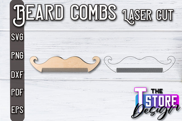 Beard Combs Design | Beard Accessories Laser Cut | Gift for Men | CNC Files SVG The T Store Design 