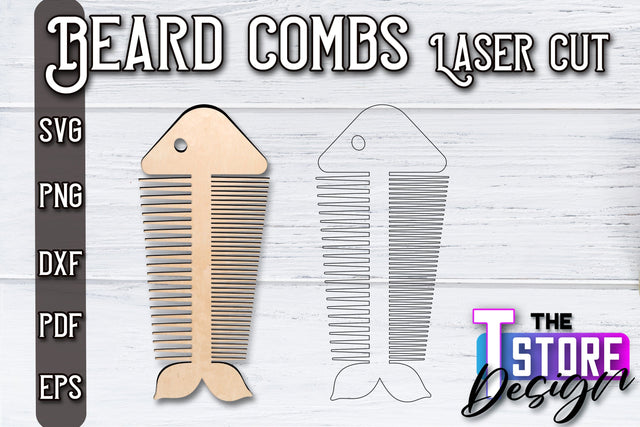 Beard Combs Design | Beard Accessories Laser Cut | Gift for Men | CNC Files SVG The T Store Design 