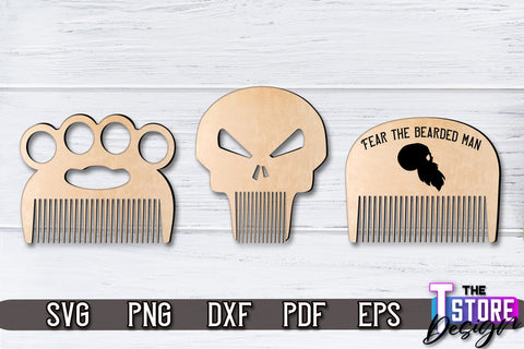 Beard Combs Design | Beard Accessories Laser Cut | Gift for Men | CNC Files SVG The T Store Design 