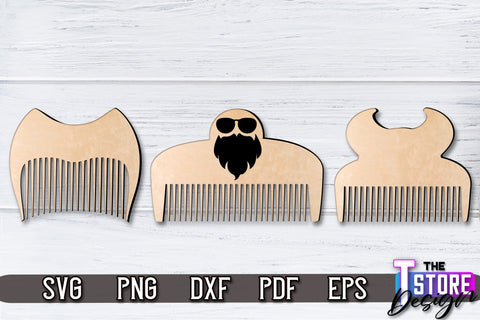 Beard Combs Design | Beard Accessories Laser Cut | Gift for Men | CNC Files SVG The T Store Design 