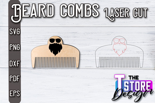 Beard Combs Design | Beard Accessories Laser Cut | Gift for Men | CNC Files SVG The T Store Design 