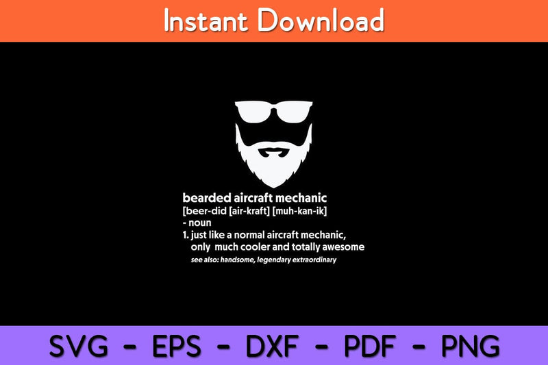 Bearded Aircraft Mechanic Funny Airplane Mechanic Svg Design SVG artprintfile 