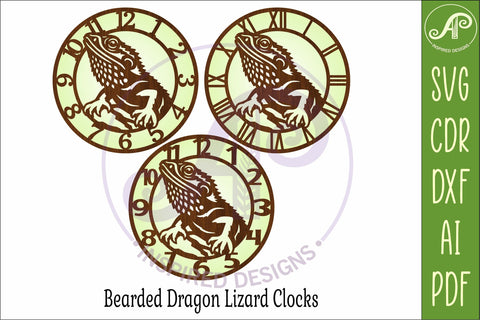 Bearded Dragon Lizard Clock SVG, Reptile Laser Cut Clock SVG APInspireddesigns 