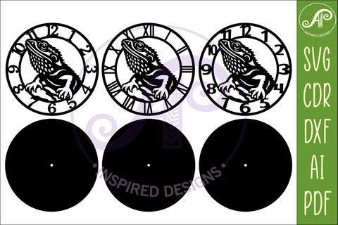Bearded Dragon Lizard Clock SVG, Reptile Laser Cut Clock SVG APInspireddesigns 