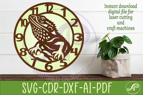 Bearded Dragon Lizard Clock SVG, Reptile Laser Cut Clock SVG APInspireddesigns 