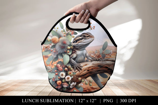 Bearded Dragon Lunch Bag Sublimation PNG Sublimation BijouBay 