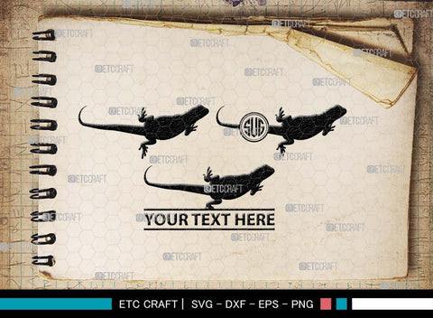 Bearded Dragon Monogram, Bearded Dragon Silhouette, Dragon SVG, Lizard Svg, Reptile Svg, Dragon Iguana Svg, Dragon Bundle, SB00565 SVG ETC Craft 