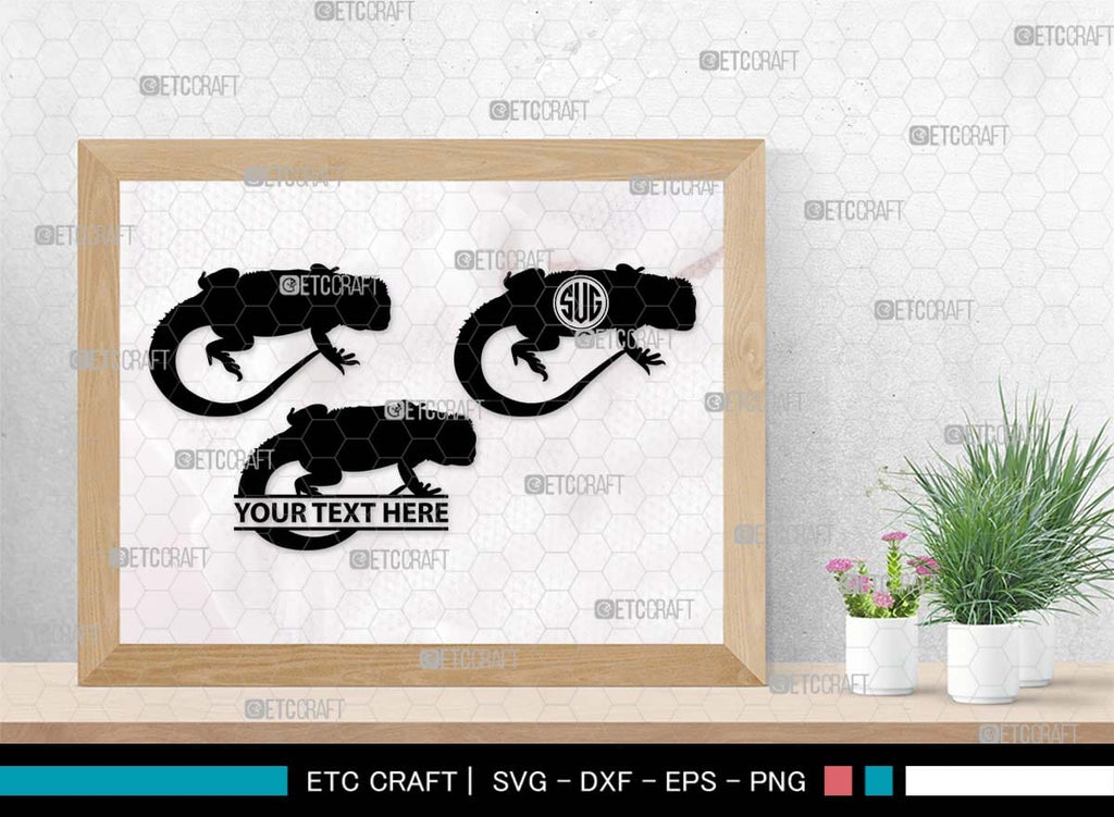 Bearded Dragon Monogram, Bearded Dragon Silhouette, Dragon SVG, Lizard ...