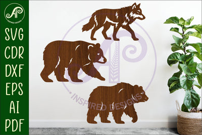 Bears and Wolf silhouette laser cut outs SVG files SVG APInspireddesigns 