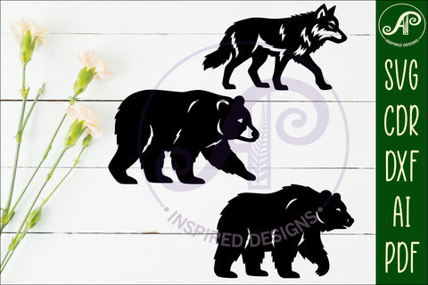 Bears and Wolf silhouette laser cut outs SVG files SVG APInspireddesigns 