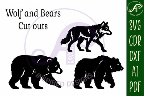 Bears and Wolf silhouette laser cut outs SVG files SVG APInspireddesigns 
