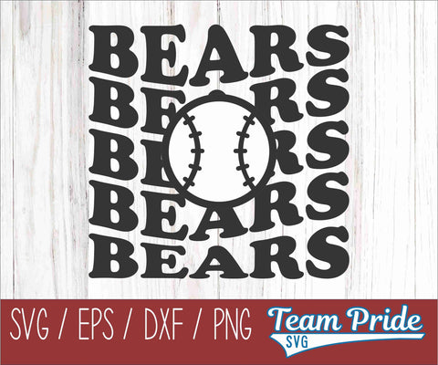Bears Baseball Vintage SVG Digital Download Printable - SVG, EPS, DXF, PNG SVG Team Pride SVG 