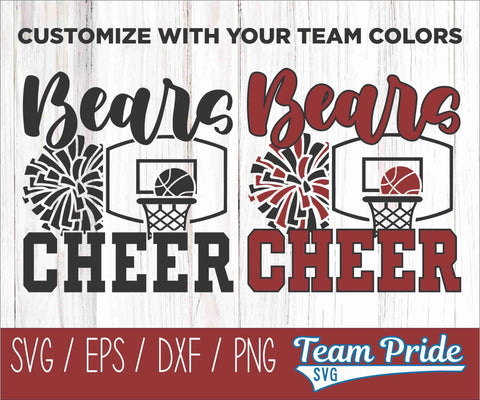 Bears Basketball Cheer SVG Digital Download Printable - SVG, EPS, DXF, PNG SVG Team Pride SVG 