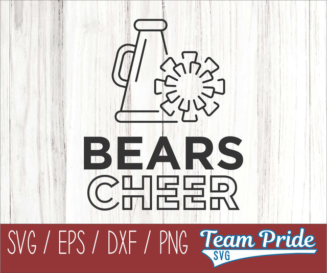 Bears Cheer Line Art SVG Digital Download Printable - SVG, EPS, DXF, PNG SVG Team Pride SVG 