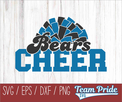 Bears Cheer Pom Pom SVG Digital Download Printable - SVG, EPS, DXF, PNG SVG Team Pride SVG 