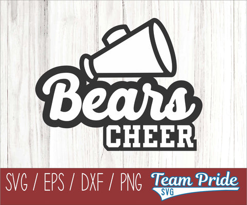 Bears Cheer SVG Printable Digital Download SVG, EPS, DXF, PNG SVG Team Pride SVG 