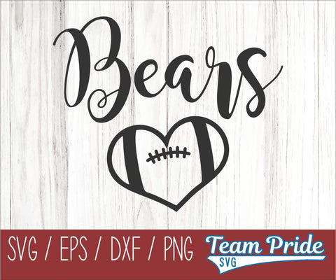 Bears Football Heart SVG Digital Download Printable - SVG, EPS, DXF, PNG SVG Team Pride SVG 