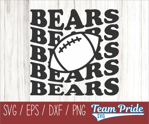 Bears Football Retro Wave SVG Digital Download Printable - SVG, EPS, DXF, PNG SVG Team Pride SVG 