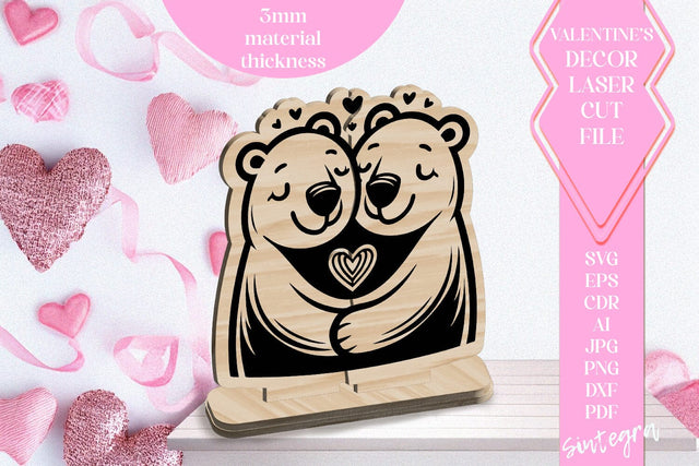 Bears Love Valentine Ornament Laser Cut SVG v1 SVG Sintegra 