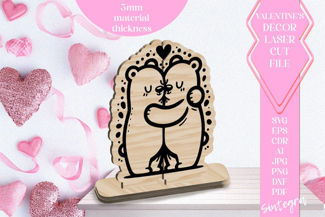 Bears Love Valentine Ornament Laser Cut SVG v2 SVG Sintegra 