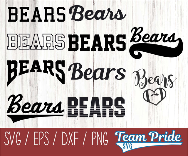Bears SVG Bundle Digital Download Printable - SVG, EPS, DXF, PNG SVG Team Pride SVG 