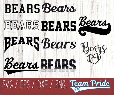 Bears SVG Bundle Digital Download Printable - SVG, EPS, DXF, PNG SVG Team Pride SVG 
