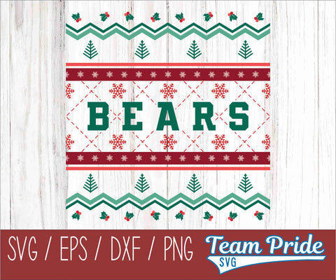 Bears Ugly Christmas Sweater Festive Holiday Design SVG, EPS, DXF, PNG SVG Team Pride SVG 