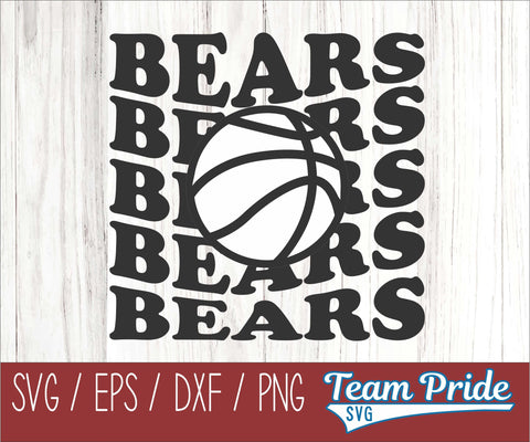 Bears Vintage Wave Basketball SVG Digital Download Printable - SVG, EPS, DXF, PNG SVG Team Pride SVG 