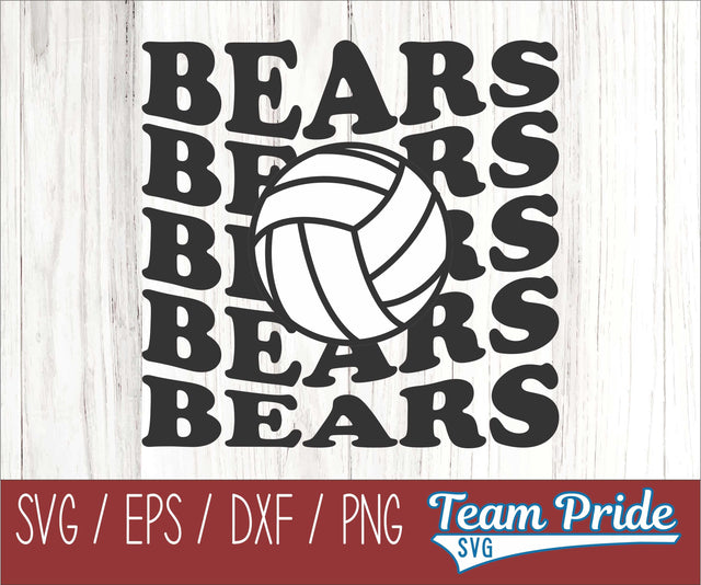 Bears Volleyball Retro Wave SVG Digital Download Printable - SVG, EPS, DXF, PNG SVG Team Pride SVG 