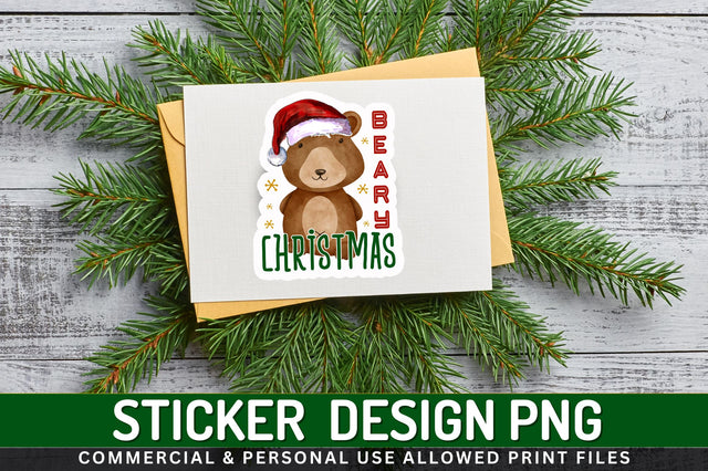 Beary christmas Sticker Design Sublimation Regulrcrative 