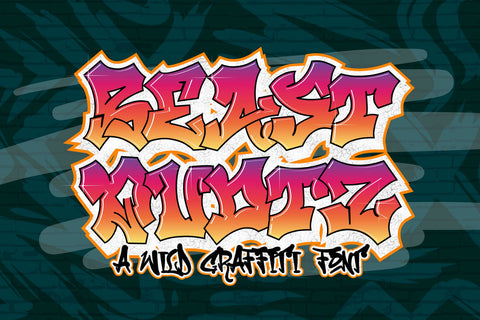 Beast Quotz – Wildstyle Graffiti Display Font (2 Layered Styles) Font Mozzatype 