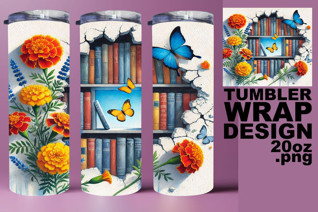 Beautiful 20oz wrap, perfect for unique designs! , Books Sublimation HoodArtCraft 