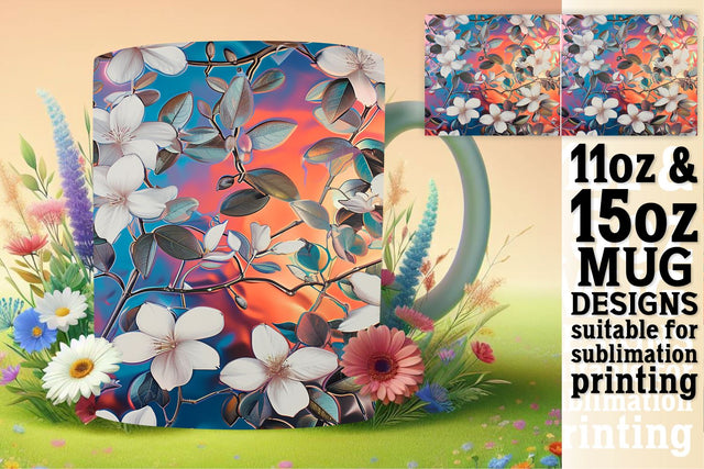 Beautiful 3D Flower Mug Design Sublimation afrosvg 