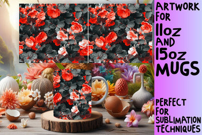Beautiful 3D Flower Mug Wrap Sublimation afrosvg 