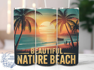 Beautiful Beach Scene 20oz Tumbler, Beach Scene Phrase, Tropical Coastal Illustration, Sublimation Tumbler Wrap, 20oz Tumbler, Fun Summer Gift, Bright Ocean Style Sublimation ToriDesigns 