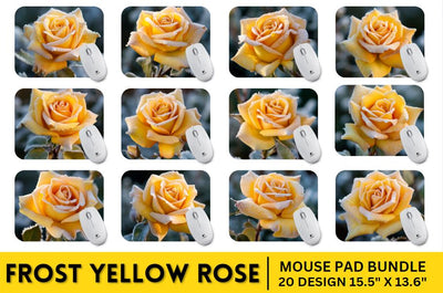 Beautiful Beautiful Frost Yellow Rose Mouse Pad Sublimation Regulrcrative 