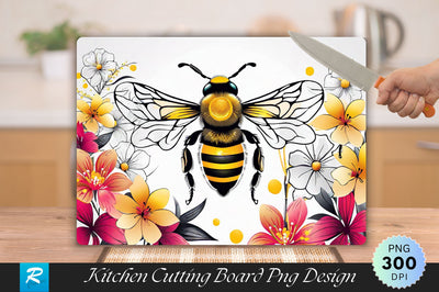 Beautiful Bee And Flower Cutting Board Sublimation Regulrcrative 