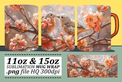 Beautiful Bird Art Mug Wrap – 11oz & 15oz Sublimation Design Sublimation afrosvg 