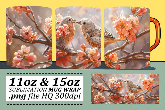Beautiful Bird Art Mug Wrap – 11oz & 15oz Sublimation Design Sublimation afrosvg 