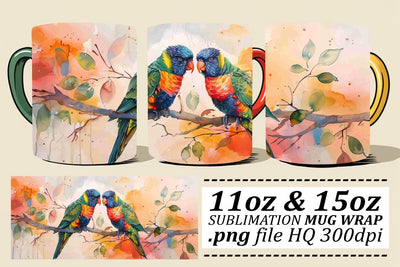 Beautiful Bird Wrap – Sublimation for 11oz & 15oz Mugs Sublimation afrosvg 
