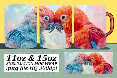 Beautiful Birds Mug Design – 11oz & 15oz Sublimation Wrap Sublimation afrosvg 