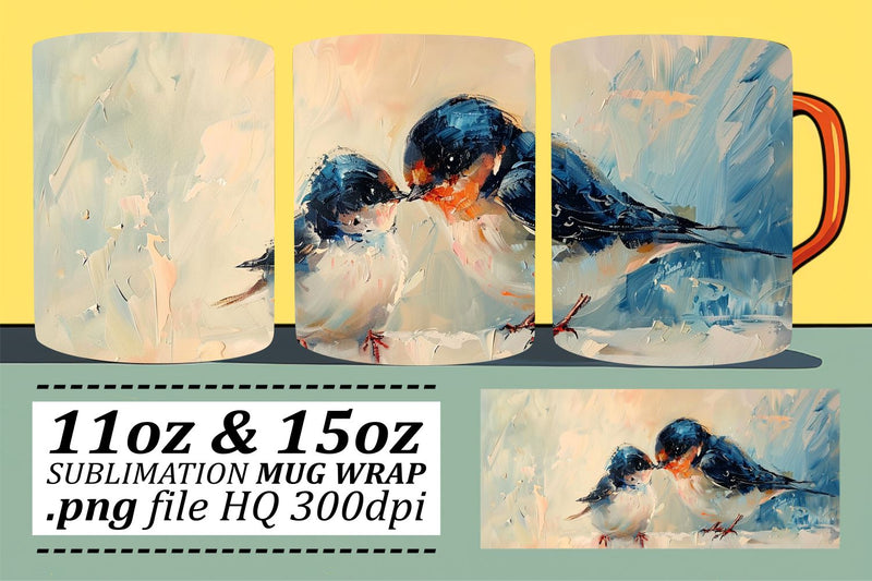 Beautiful Birds Mug Wrap – 11oz & 15oz Sublimation Art Sublimation afrosvg 