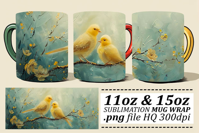 Beautiful Birds Sublimation Design – 11oz & 15oz Mug Wrap Sublimation afrosvg 
