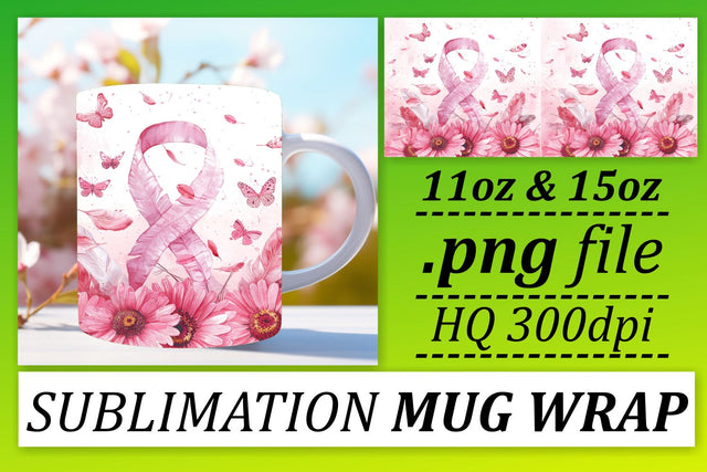 Beautiful Breast Cancer Wrap – 11oz & 15oz Pink Ribbon Sublimation Sublimation afrosvg 